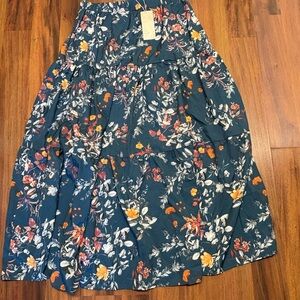 Floral A-Line Skirt in Blue and Orange
This is a long skirt